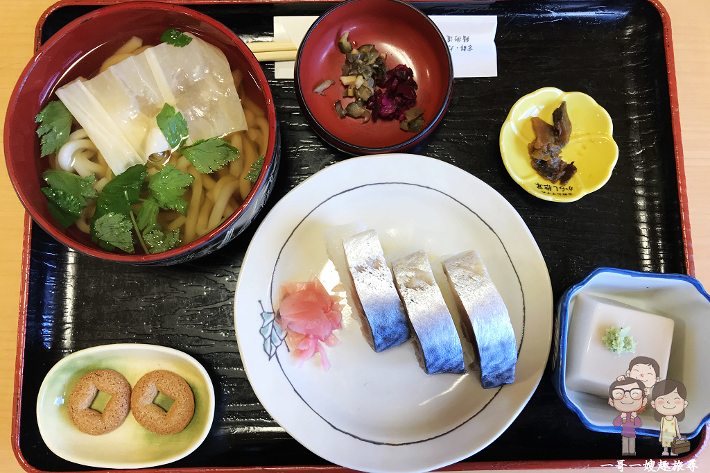 京都大原午餐美味｜三千院正對面，森善紀念品店內附設的食事處 ～鯖魚握壽司定食